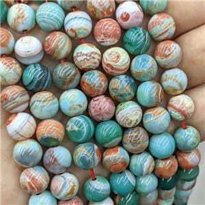 Natural Fire Agate Round Beads Green Orange Dye Smooth, approx 10mm