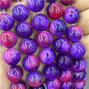 Natural Agate Beads Purple Red Dye Smooth Round, approx 14mm dia