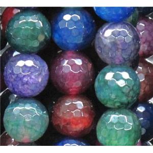 dragon veins agate beads, faceted round, mixed color, 12mm dia, approx 32pcs per st