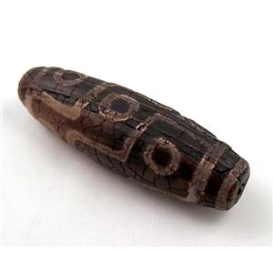 natural tibetan Dzi beads, barrel, approx 25x70mm