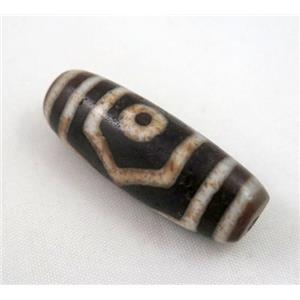 natural tibetan Dzi beads, barrel, black, approx 16x35mm