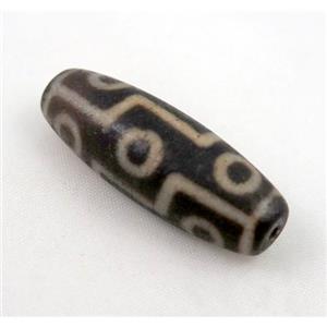 natural tibetan Dzi beads, barrel, dark-red, approx 16x35mm