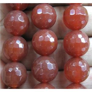 red agate beads, faceted round, 6mm dia, approx 66pcs per st