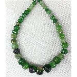 Agate rondelle beads Necklace Chain, green, approx 12-20mm