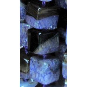 Agate Druzy beads, cube, blue, approx 12x12x12mm, 16 inches