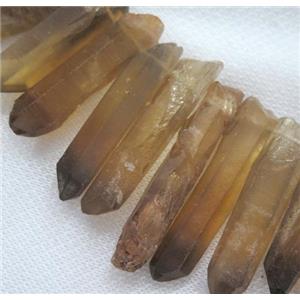 lemon quartz beads for necklace, stick, approx 20-60mm, 15.5 inches