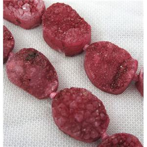 red druzy quartz beads, freeform, approx 20-33mm