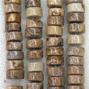 Picture Jasper beads, heishi, approx 5x10mm