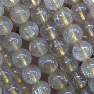 gold Rutilated Quartz beads, round, approx 6mm dia