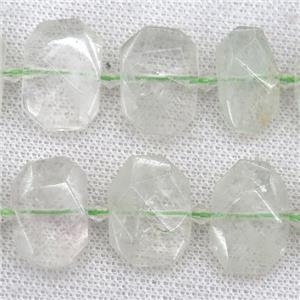 lt.green Quartz beads, faceted rectangle, approx 13-23mm