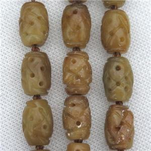 Chinese Agalmatolite barrel beads, approx 12-18mm