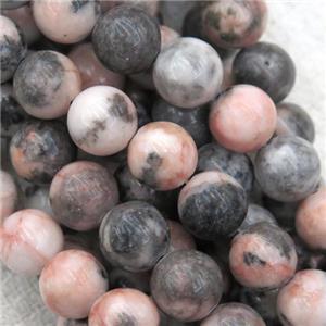 round Pink Zebra Jasper beads, approx 12mm dia