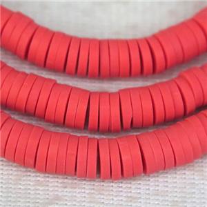 red Fimo Polymer Clay heishi beads, approx 4mm dia