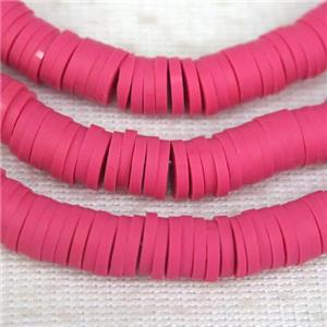 hotpink Fimo Polymer Clay heishi beads, approx 4mm dia