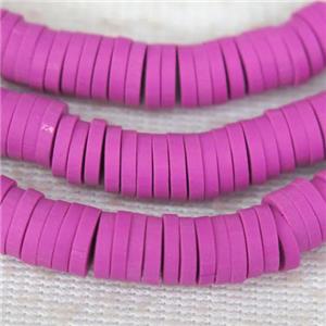 hotpink Fimo Polymer Clay heishi beads, approx 6mm dia