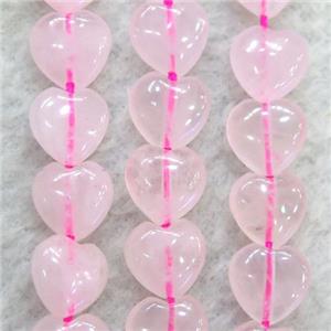 Pink Rose Quartz Heart Beads, approx 8mm