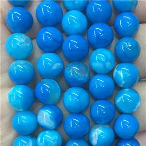 Blue Agate Beads Blue Dye Smooth Round, approx 10mm dia