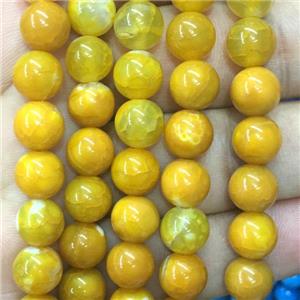 round agate beads smooth yellow dye, approx 8mm dia