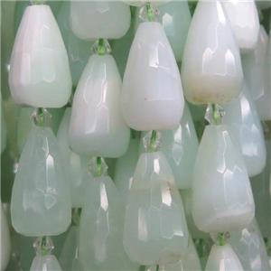 lt.green Opal Jasper Beads, faceted teardrop, approx 15-23mm