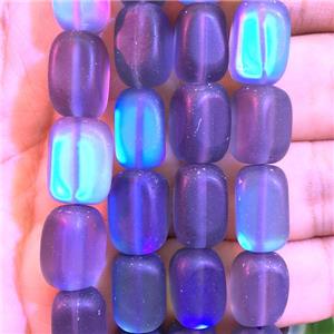 synthetic Mystic Aura Quartz Crystal cuboid Beads, gray, matte, approx 8x10mm