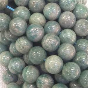 green Russian Amazonite Beads, grade-B, approx 6mm dia