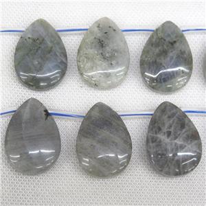 Labradorite teardrop beads, topdrilled, approx 25-35mm