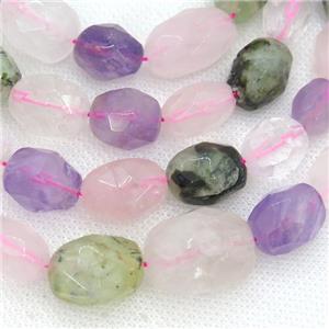 mixed Gemstone Beads, faceted freeform, approx 12-16mm