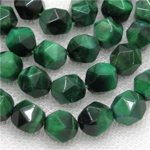 green Tiger eye stone beads, faceted round, approx 10mm dia