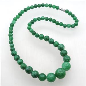 green Malaysia Jade Necklaces with screw clasp, approx 6-14mm, 45cm length