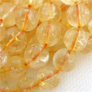 round Citrine Beads, yellow treated, approx 6mm dia