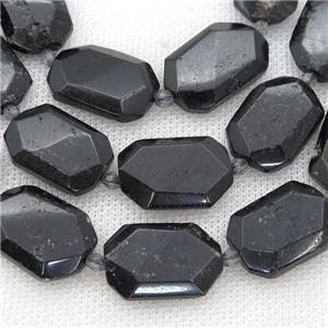 black Tourmaline Beads, faceted rectangle, approx 15-22mm