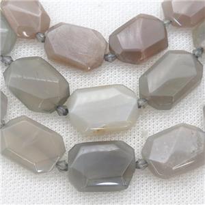 gray MoonStone Beads, faceted rectangle, approx 15-22mm