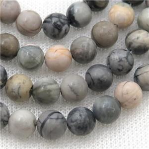 Black Picasso Jasper Beads Creek Smooth Round, approx 6mm dia