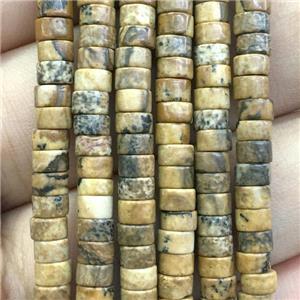 Picture Jasper heishi beads, approx 2x4mm