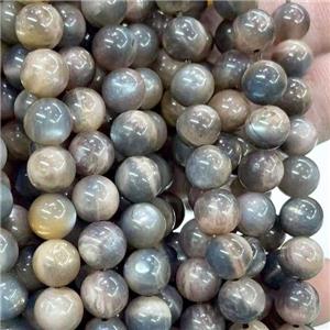 black Sunstone Beads, round, approx 8mm dia