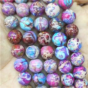 round Imperial Jasper beads, fuchsia, approx 4mm dia