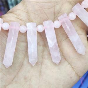 pink Rose Quartz bullet Beads, AA-grade, approx 6-26mm