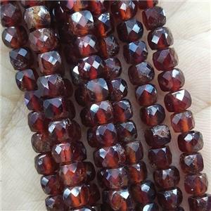 deep.orange Garnet Beads, faceted cube, approx 4mm