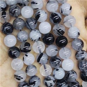 black Rutilated Quartz Beads round, approx 10mm dia