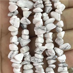 White Howlite Turquoise Chip Beads Freeform, approx 5-8mm, 32inch length