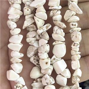 White Magnesite Turquoise Chip Beads Freeform, approx 5-8mm, 32inch length