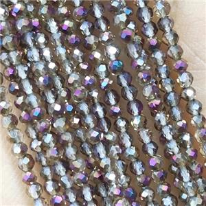 Purple Crystal Glass Beads Faceted Rondelle Electroplated, approx 2mm dia