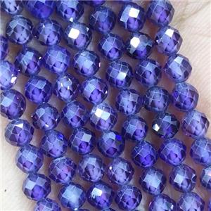 Purple Cubic Zircon Beads Faceted Round, approx 4mm dia