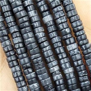 DarkGray Turquoise Heishi Beads Dye, approx 2x4mm