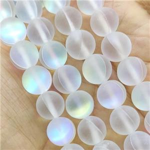 White Mermaid Glass Beads Round Matte, approx 12mm dia