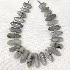 Labradorite Prism Beads Graduated, approx 9-38mm