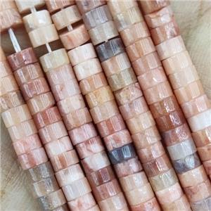 Peach Plum Blossom Jasper Heishi Beads, approx 4mm