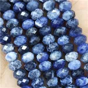 Blue Sodalite Beads Faceted Rondelle, approx 4x6mm