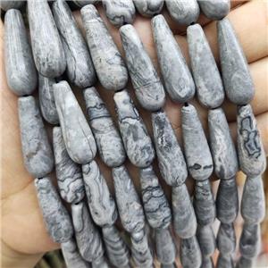 Gray Map Jasper Teardrop Beads, approx 10-30mm, 13pcs per st