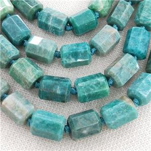 Green Amazonite Column Beads Faceted, approx 12-16mm